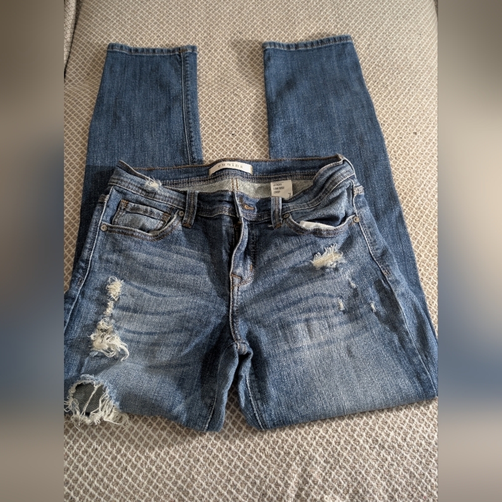 Eunina Jeans Women Blue Distressed Jeans
